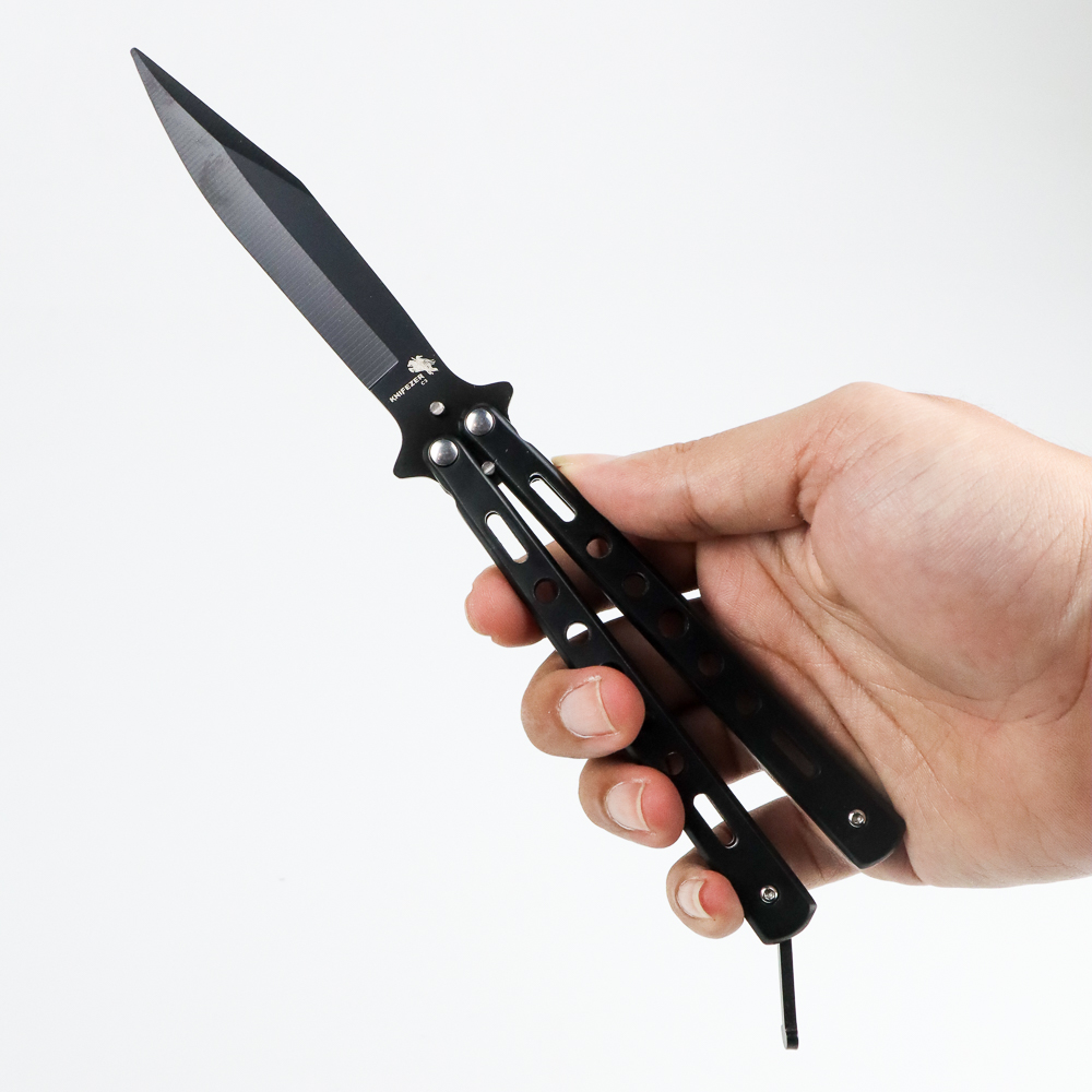 Knifezer Pisau Lipat Folding Cs Go Balisong Hunting Knife C Black