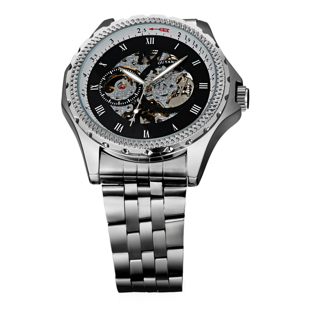 Ouyawei Skeleton Stainless Steel Automatic Mechanical Watch  OYW1309 