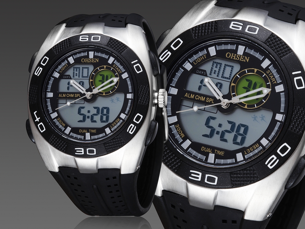 Ohsen Waterproof Quartz Digital Sport Watch AD08281 Black