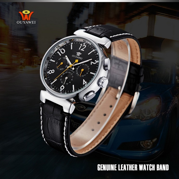 ouyawei luxury leather automatic mechanical oyw1340 white silver ouyawei luxury leather automatic mechanical oyw1340 white silver