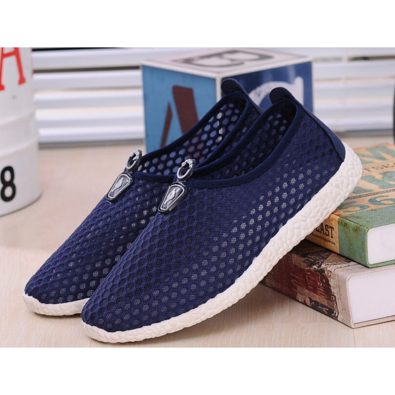  Sepatu  Slip  On Mesh Kasual Pria  Size 41 Dark Blue 