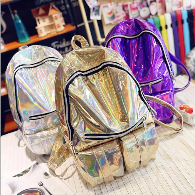  Tas  Ransel Wanita Hologram  Blink Blink Silver 