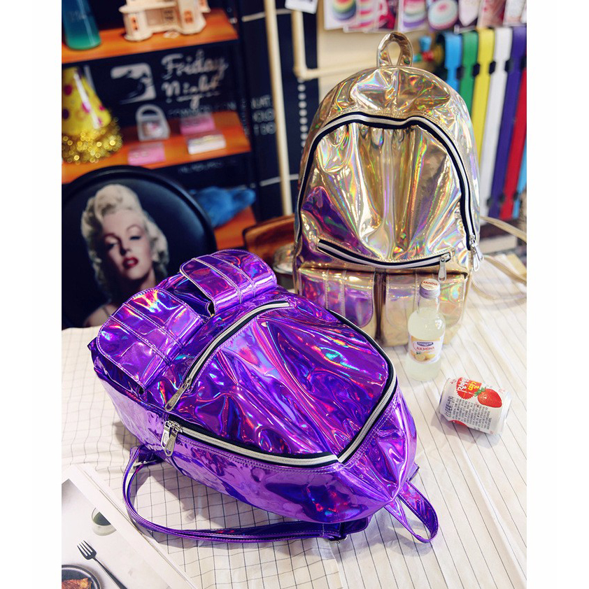  Tas  Ransel Wanita  Hologram  Blink Blink Silver 