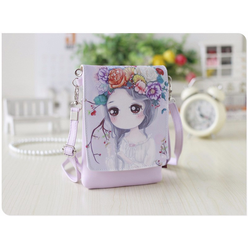  Tas  Selempang  Mini  Girl Cartoon Bag Light Purple 