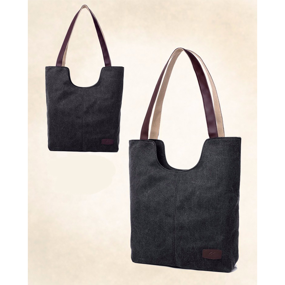  Tas  Tote  Bag  Wanita  Canvas Black JakartaNotebook com