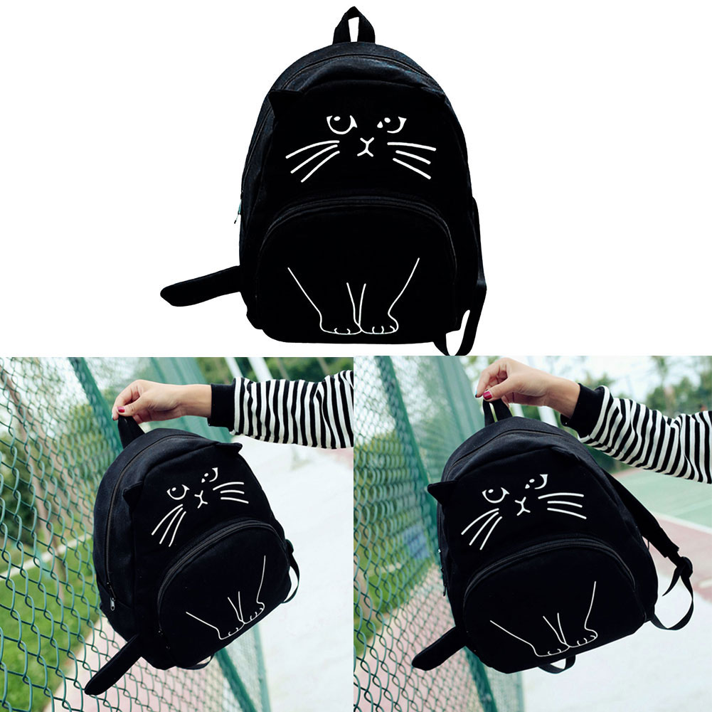 Tas Ransel Wanita Model Kucing 3D Black JakartaNotebookcom