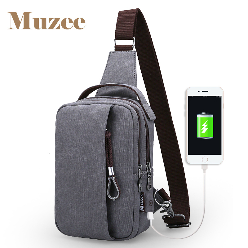 Muzee Tas  Selempang  dengan USB  Charger Port dengan Dompet 