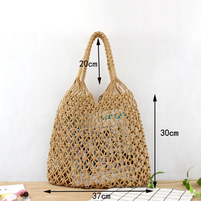  Tas  Tote Wanita  Handmade  Woven Summer Beach Bag 1246 