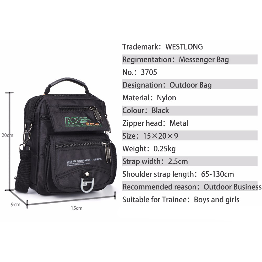 WESTLONG Tas  Selempang  Messenger Pria  Waterproof  3705W 