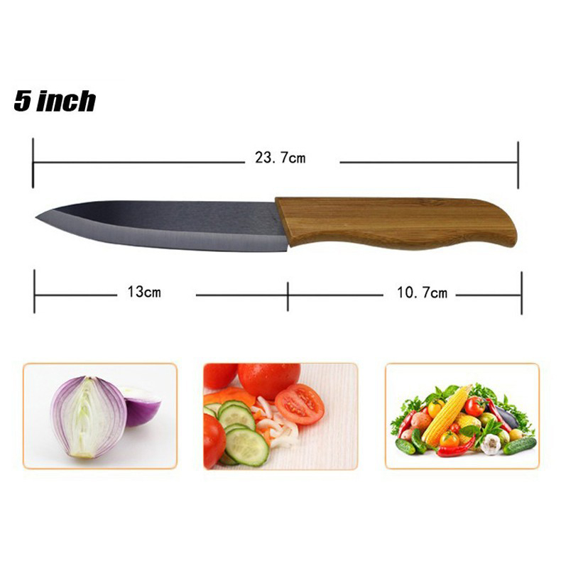  Set Pisau Dapur Kitchen Knife Handle Bambu 4 in 1 with 