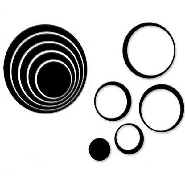  Sticker  3D  Wallpaper  Dinding  Circle Ring 5 PCS Black 