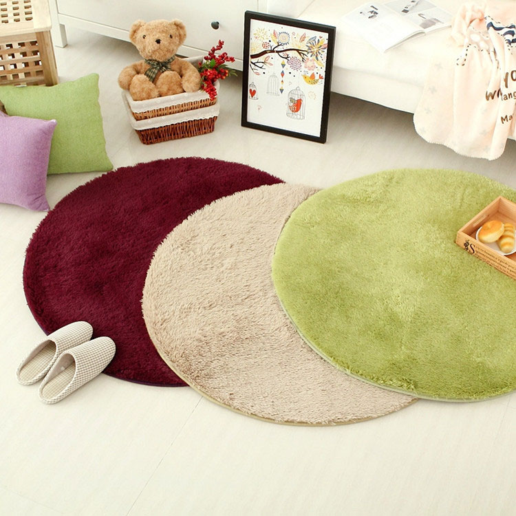  Karpet Bulu Model Bulat Dim 80CM Green 