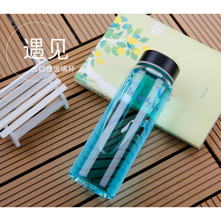 Botol Minum Tumbler Kaca 450ml Random Motif 