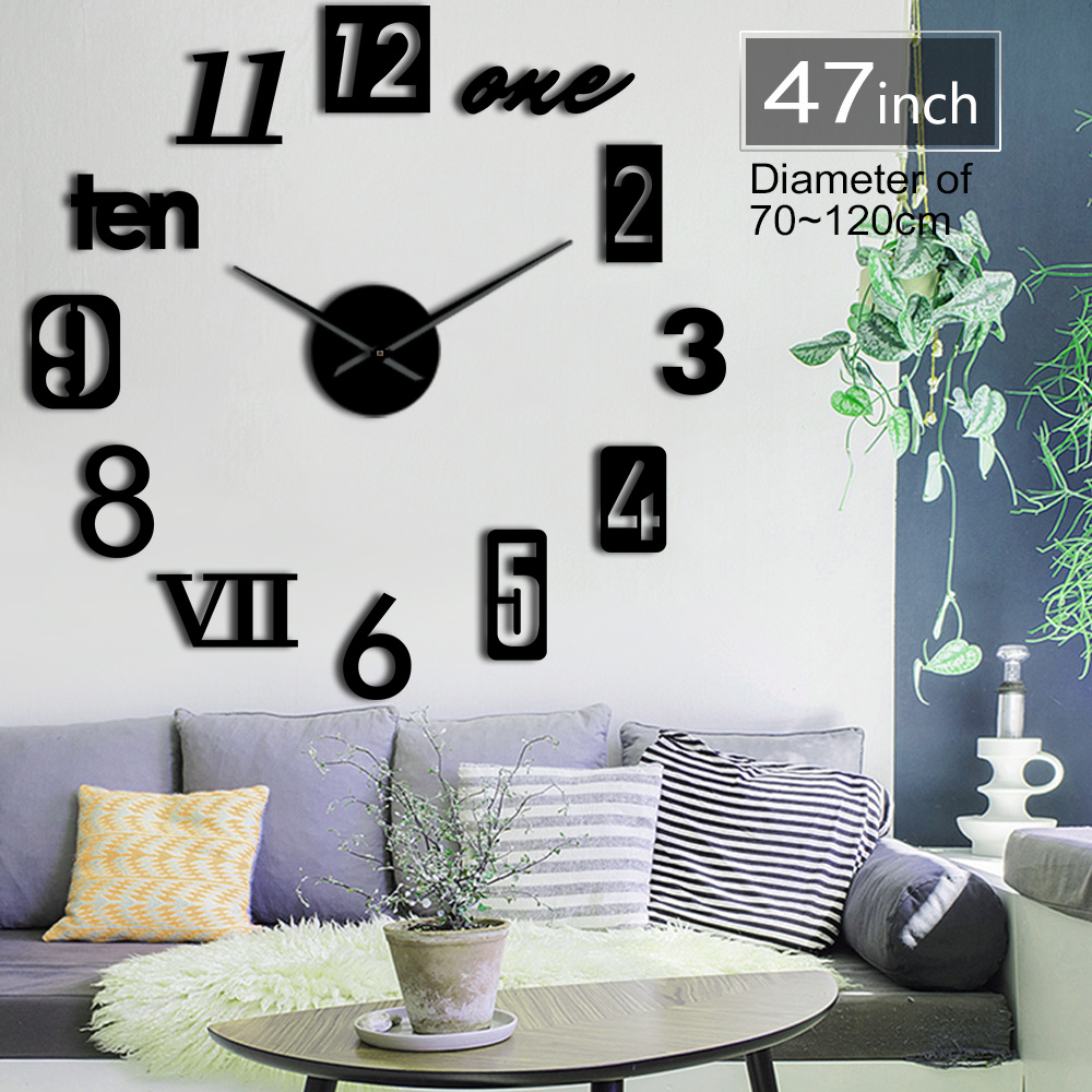 Jam Dinding Besar Diy Giant Wall Clock Quartz Creative Design 120cm Model Mixed Number Diy 226 Black Jakartanotebookcom