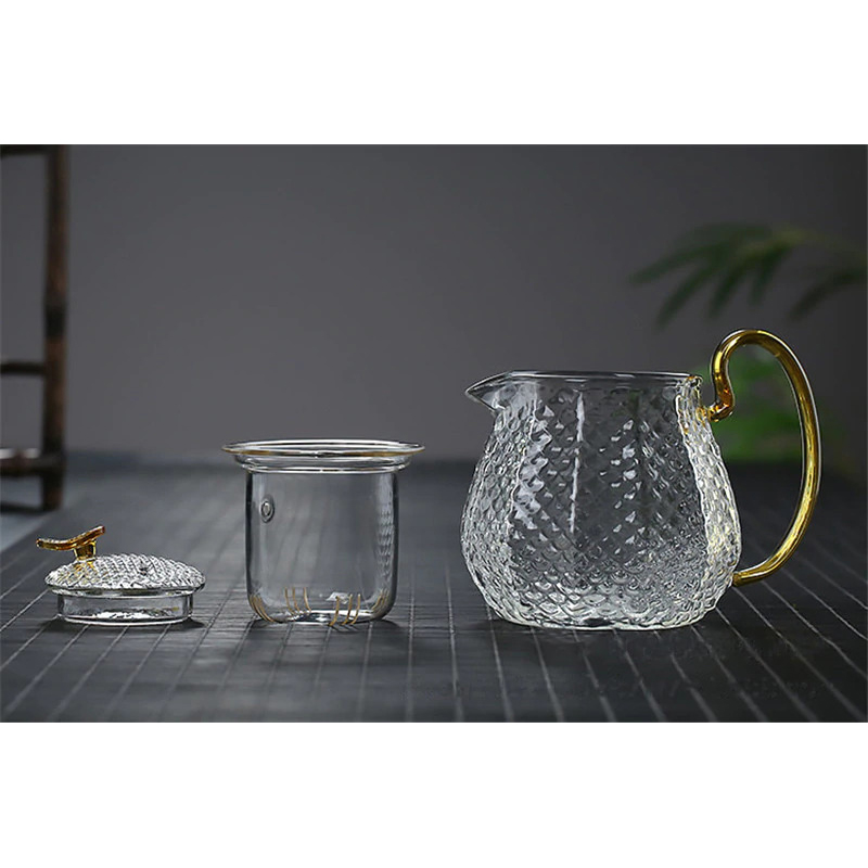 Homadise Teko Pitcher Teh Chinese Teapot Maker Borosilicate Glass 600ml With 4 Glass Jj0006 6907