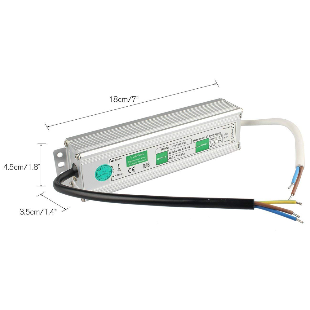 Power Supply AC 220V to DC  12V 50W Waterproof for Lampu  