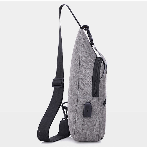 Tas Selempang Crossbody Sling Bag Sporty dengan USB Charger Port - Gray