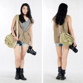 Tas Kamera Selempang DSLR National Geographic Canvas Bag - NG2345 - Khaki - 8