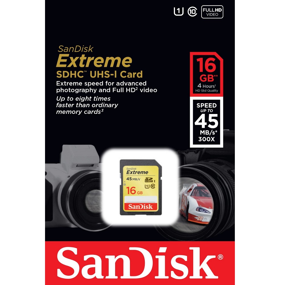 Sandisk Extreme Sdhc Card Uhs I Class 10 45mbs 16gb Sdsdx 016g X46 2869