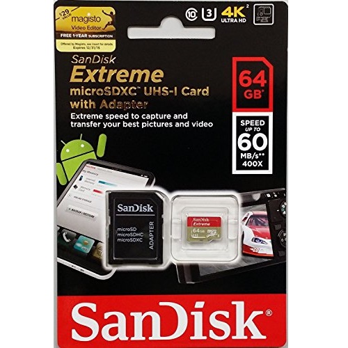 Карта памяти sandisk sdxc extreme class 10 uhs i u3 150 60mb s 64gb