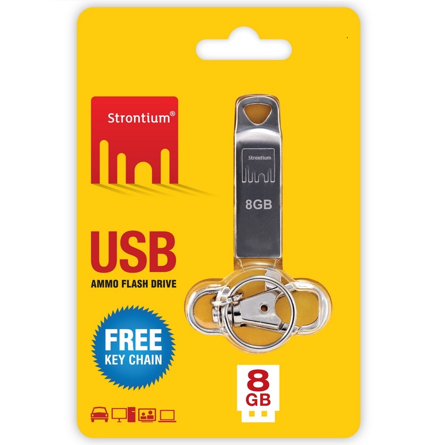 Strontium Ammo USB Flash Drive 8GB - SR8GSLAMMO - Silver 