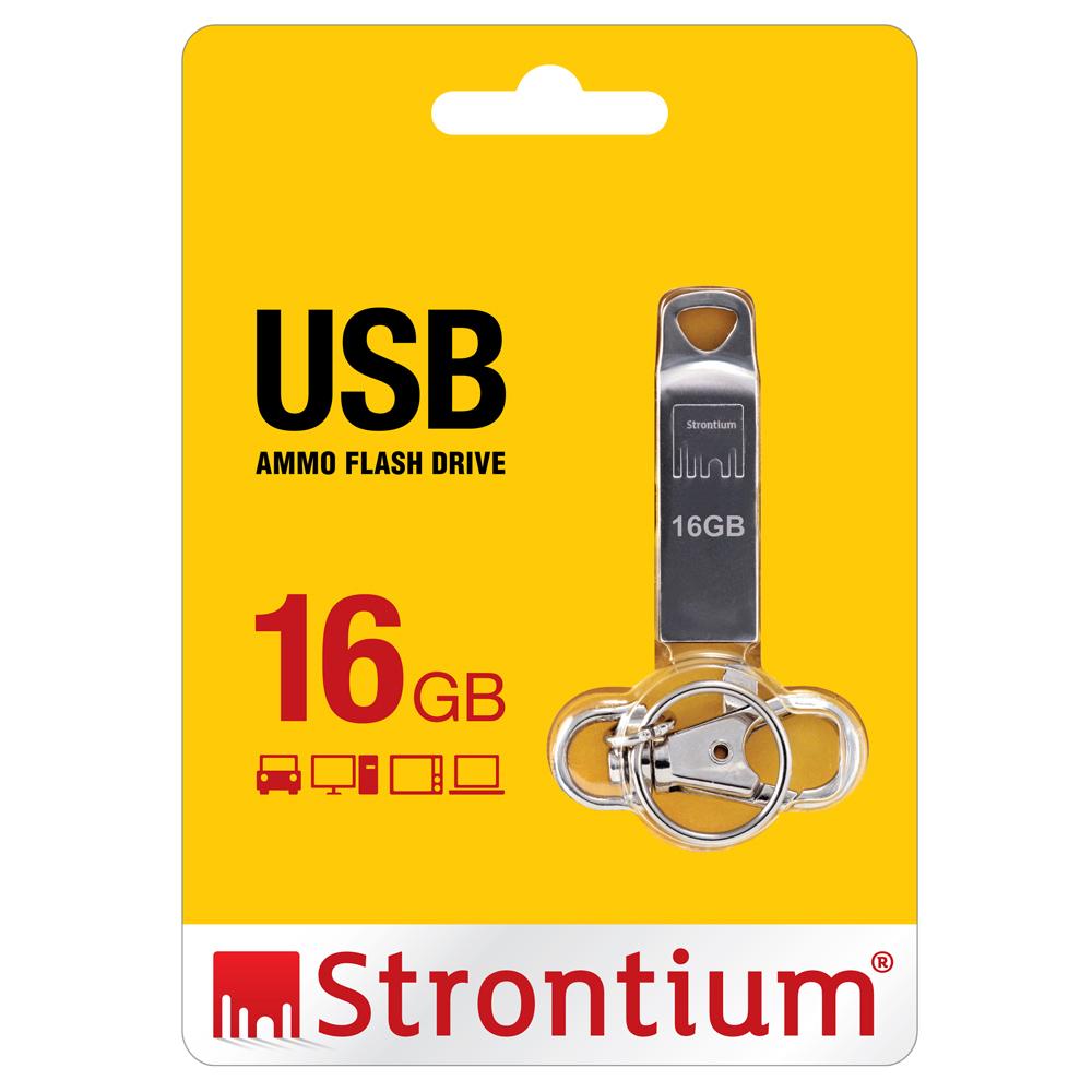 Strontium Ammo USB Flash Drive 16GB - SR16G-AMMO - Silver 