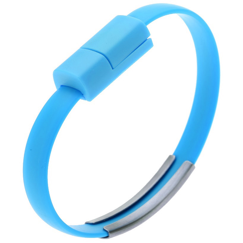 Kabel Micro USB  Bentuk Gelang  Silikon Blue 