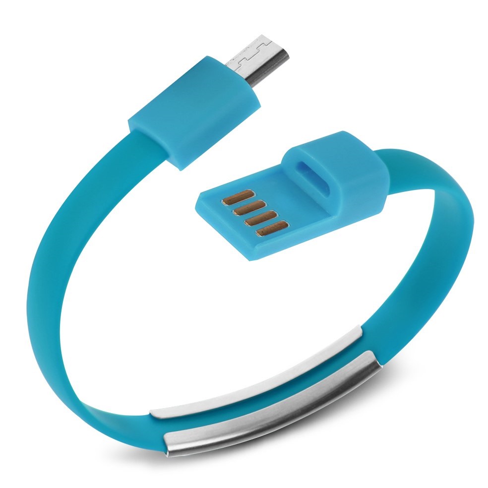 Kabel Micro USB  Bentuk Gelang  Silikon Blue 