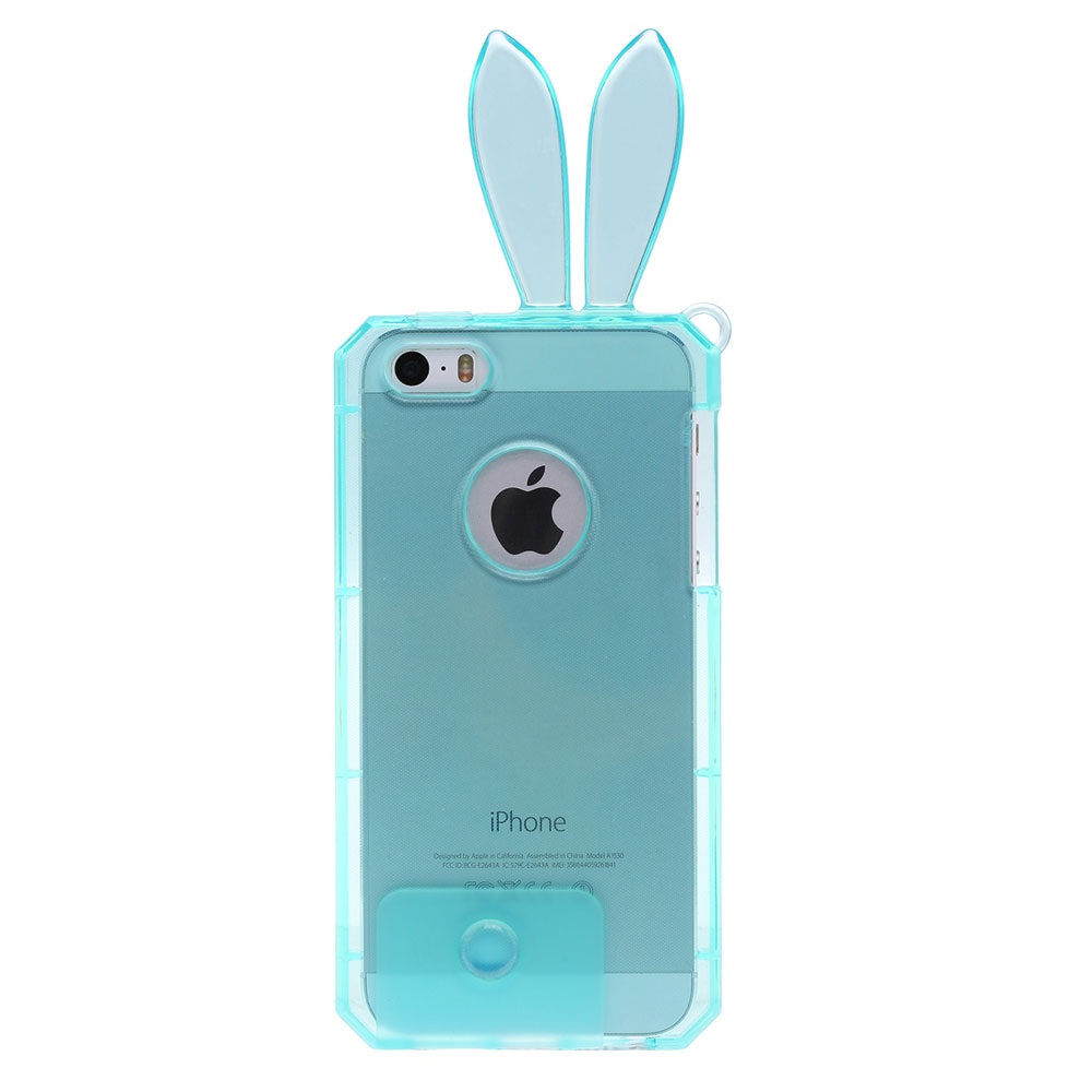 Rabbit Transparent TPU Case for iPhone 4/4s - Baby Blue 