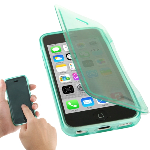 Touch Screen Translucent Horizontal Flip TPU Case with 