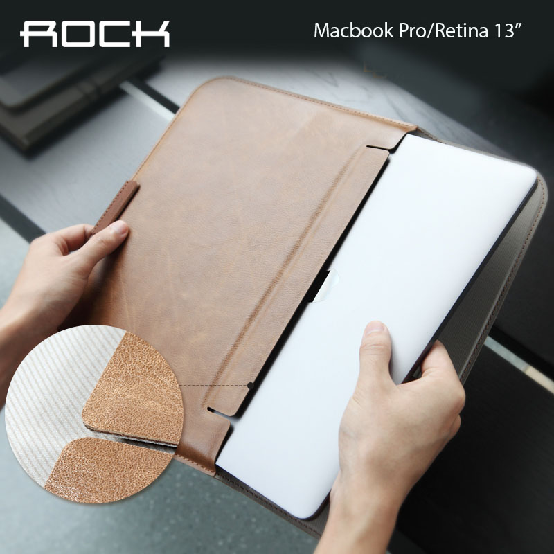 Rock Leather Smart Sleeve Case Bag Stand Hold for MacBook 