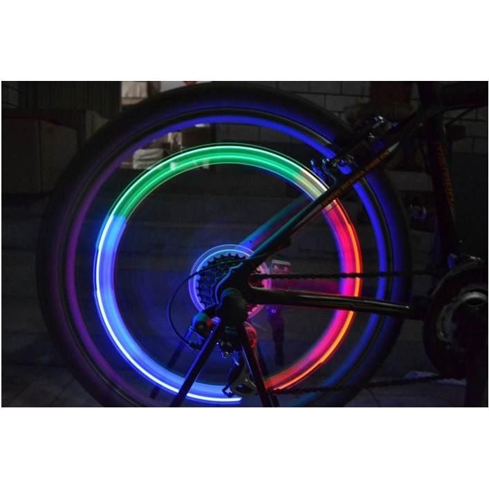 Colorful Lights Gas Nozzle Valve Mountain Bike  Night 