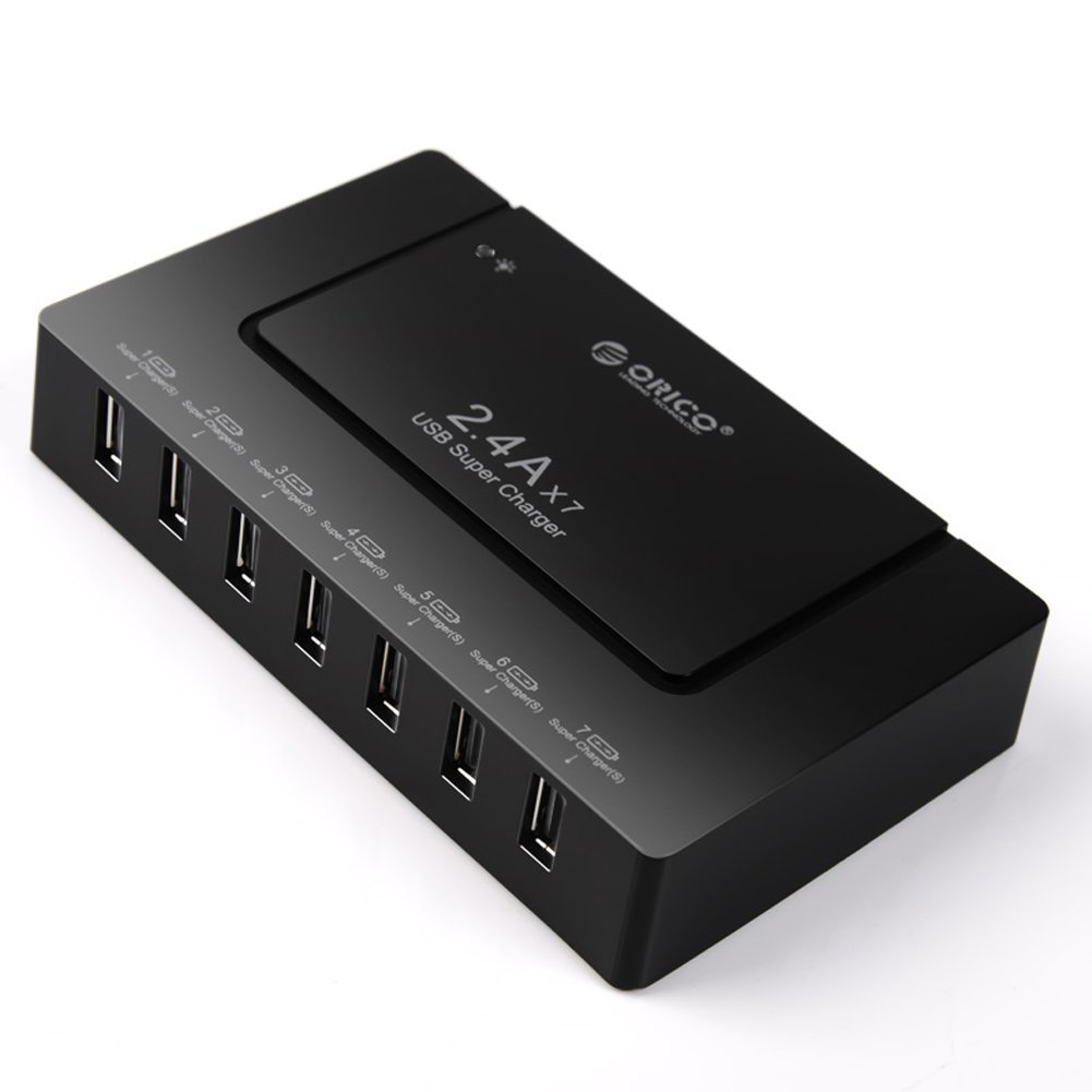 Orico Usb Wall Travel Charger Hub 7 Port - Dcp-7u - Black 