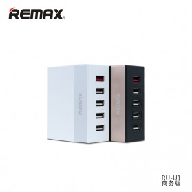 Remax Ming Series RU-U1 5 Ports USB Hub Charger with Super Charger (EU PLug) - Black - 2