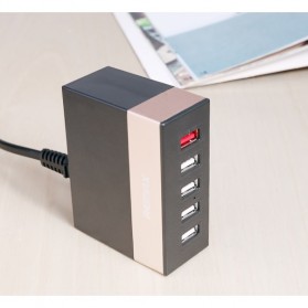 Remax Ming Series RU-U1 5 Ports USB Hub Charger with Super Charger (EU PLug) - Black - 5