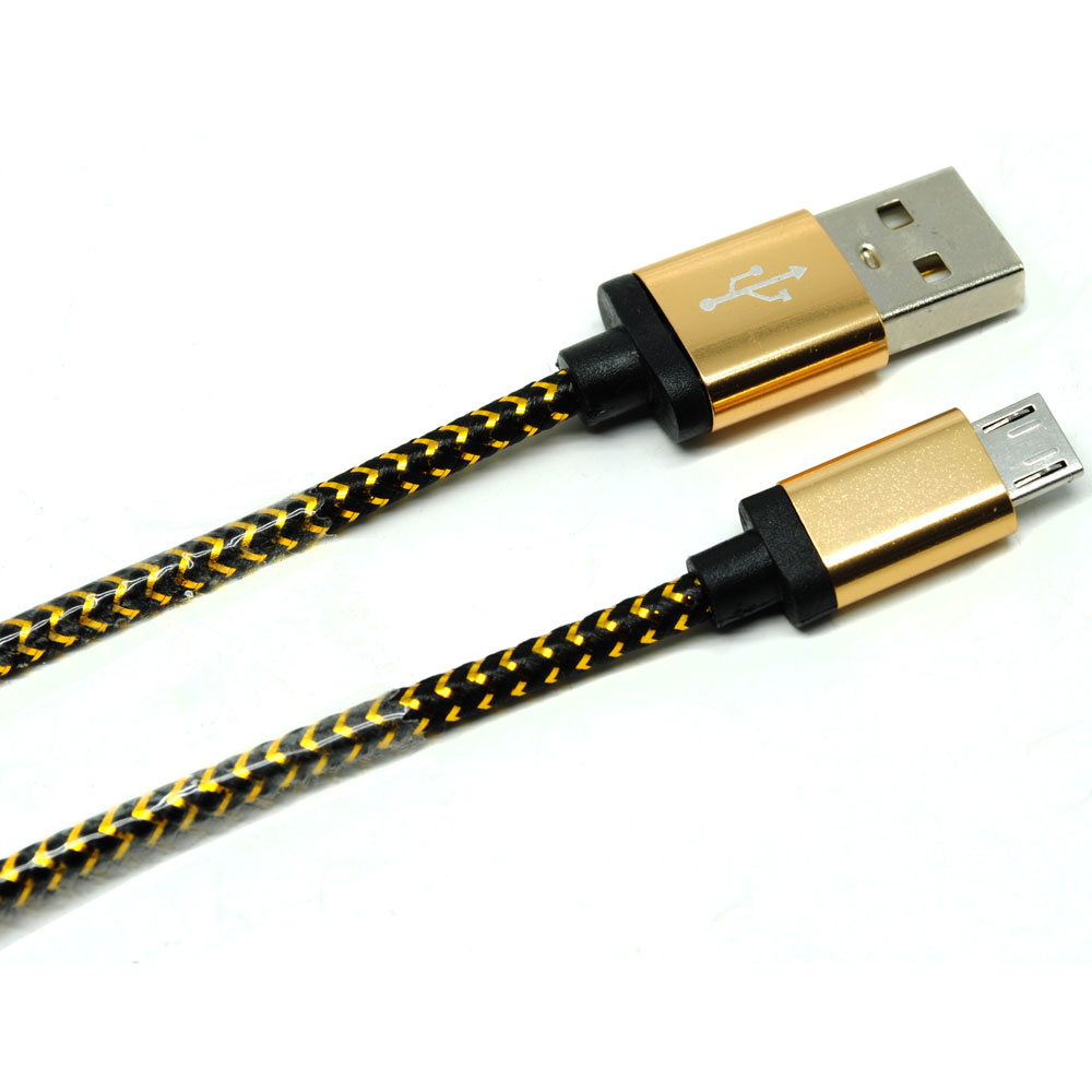 Kabel Micro USB  Braided Emas  1 Meter Golden 