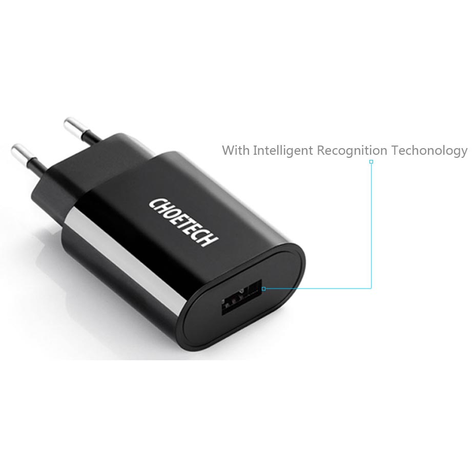 bandung vape grosir murah USB Black 12W Plug EU 1  Charger  Port 2.4A CHOETECH