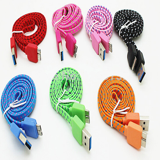 Taffware Flat Braided Micro B USB 3.0 Charging SYNC Cable