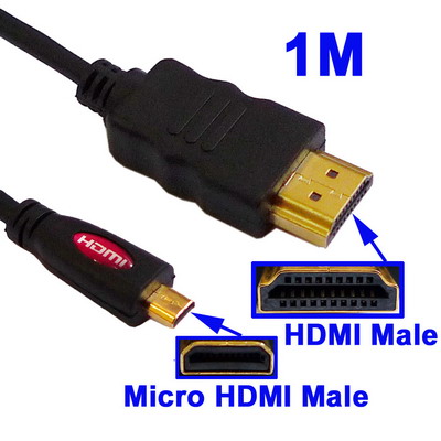 Micro HDMI Male to HDMI Male Cable Length 1M Gold 