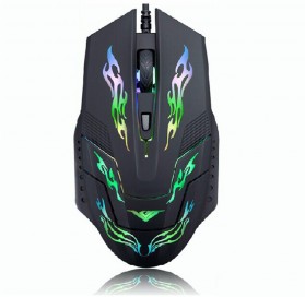 Rajfoo i5 Optical Wired USB Gaming Mouse 4 Shift DPI with LED Light - Black - 1