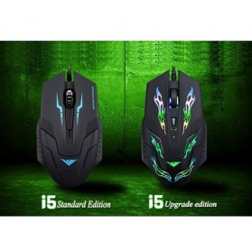 Rajfoo i5 Optical Wired USB Gaming Mouse 4 Shift DPI with LED Light - Black - 2