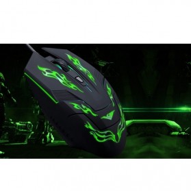 Rajfoo i5 Optical Wired USB Gaming Mouse 4 Shift DPI with LED Light - Black - 4