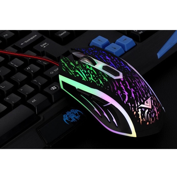 Rajfoo Rainbow USB Gaming Mouse 4 Shift DPI with LED Light 