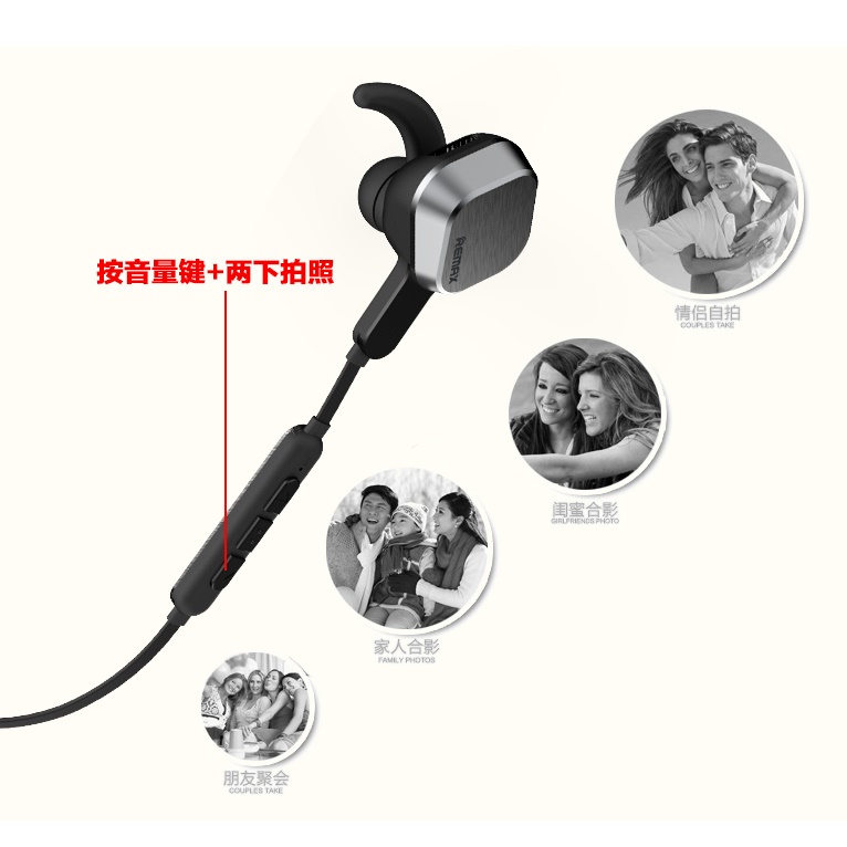 Remax Bluetooth Sport Earphone with Microphone & Volume 