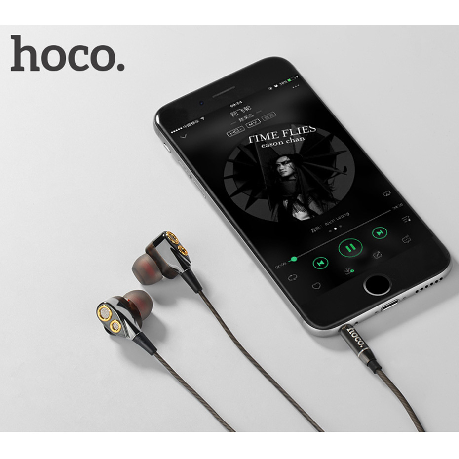 HOCO Flowing Double Moving Circle Earphone dengan Mic 