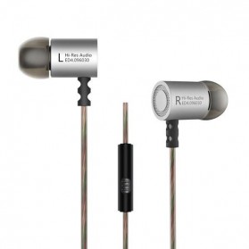 Knowledge Zenith HiFi Metal In-ear Earphones Heavy Bass 9.6mm Driver with Mic - KZ-ED4 - Silver - 1