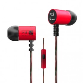 Knowledge Zenith HiFi Metal In-ear Earphones Heavy Bass 6.8mm Driver with Mic - KZ-ED3M - Red - 1