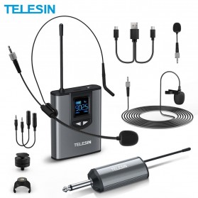 Telesin Headset UHF Wireless Tour Guide Microphone System - MIC-UHF-02 - Black