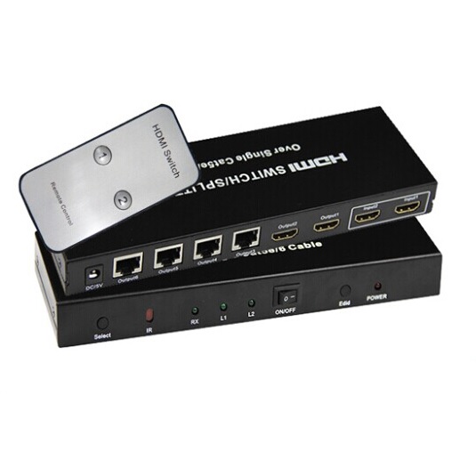 Saintholly 2 x 6 HDMI Switch/Splitter Over Single Cat 5E/6 