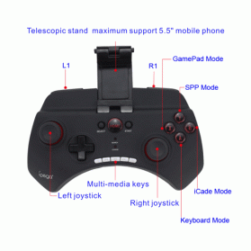 Ipega Mobile Wireless Gaming Controller Bluetooth 3.0 for Apple and Tablet PC with Multimedia Keys - PG-9025 - Black - 8